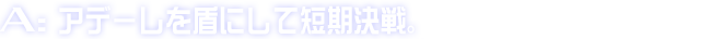 A:アデーレを盾にして短期決戦。